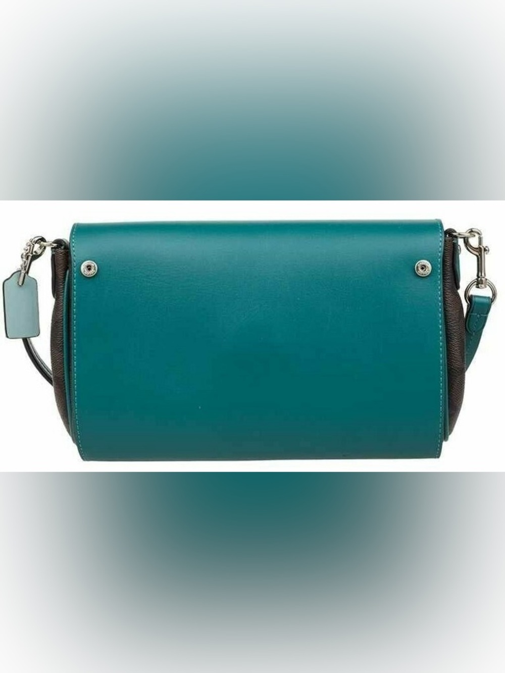 NWT Coach Reversible Signature Crossbody Bag Flap Teal Light Blue F59534 - Picture 6 of 14